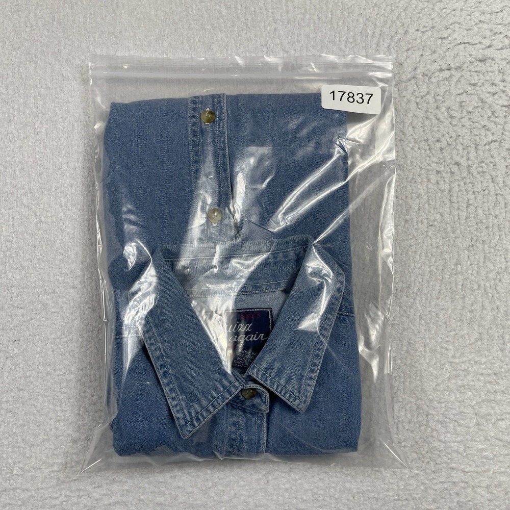 Quizz Again Denim Shirt Womens Medium Blue Embroidered‎ 90s Safari Animals - Picture 13 of 13
